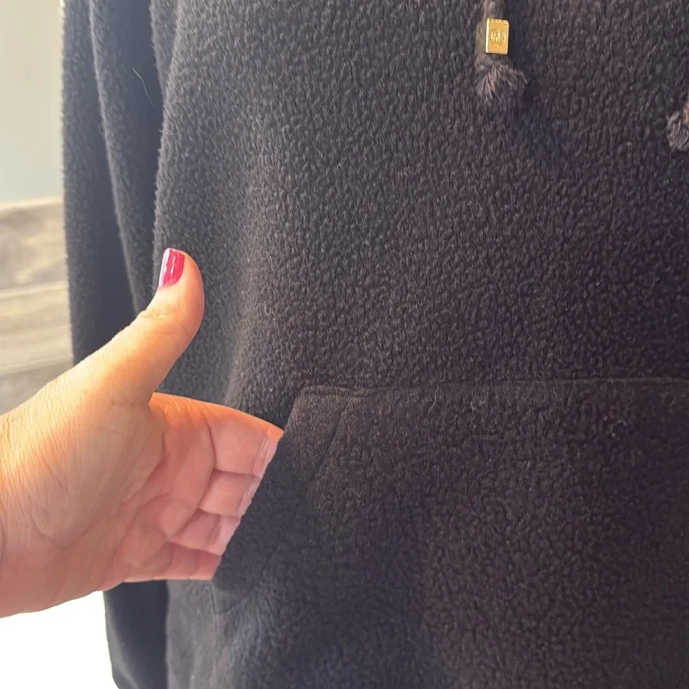 Michael Kors Fleece Pullover Cowl Neck Sweatshirt Black‎ XS NWT